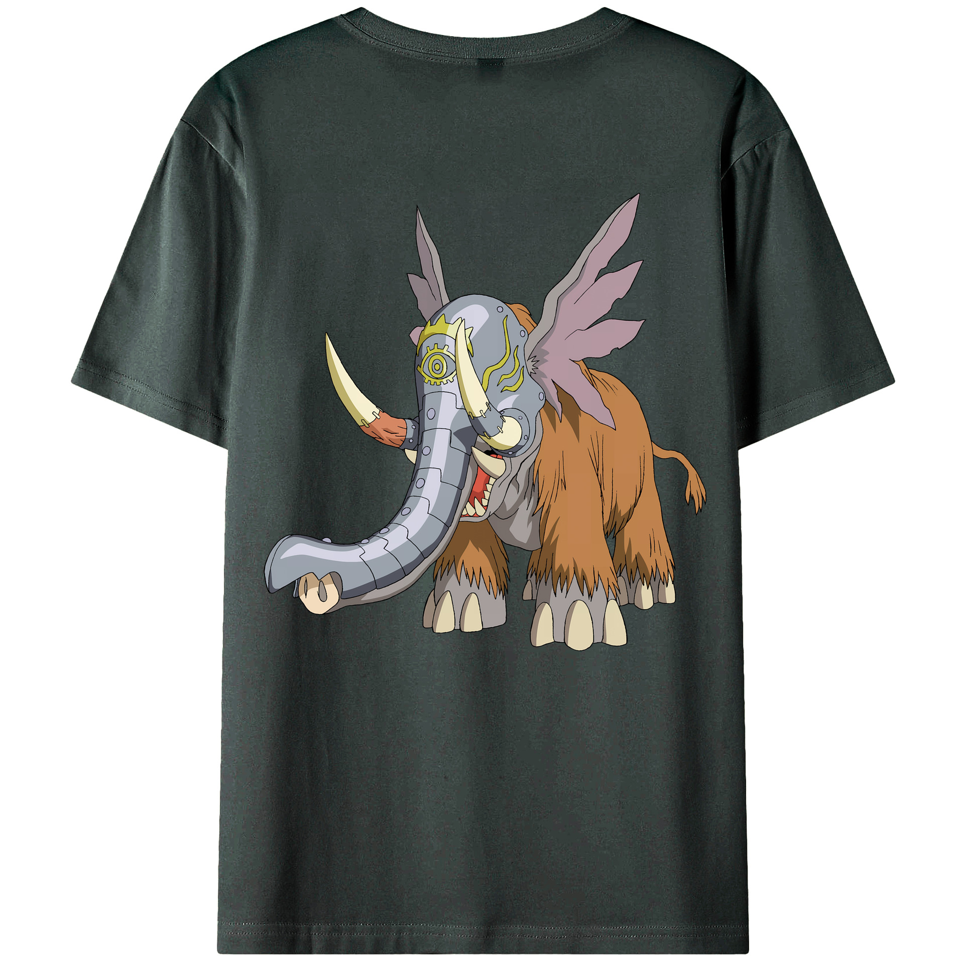 （画像用） Digimon デジタルモンスター/デジモン 綿100％ メンズ半袖Tシャツ（バックプリント） 通気性